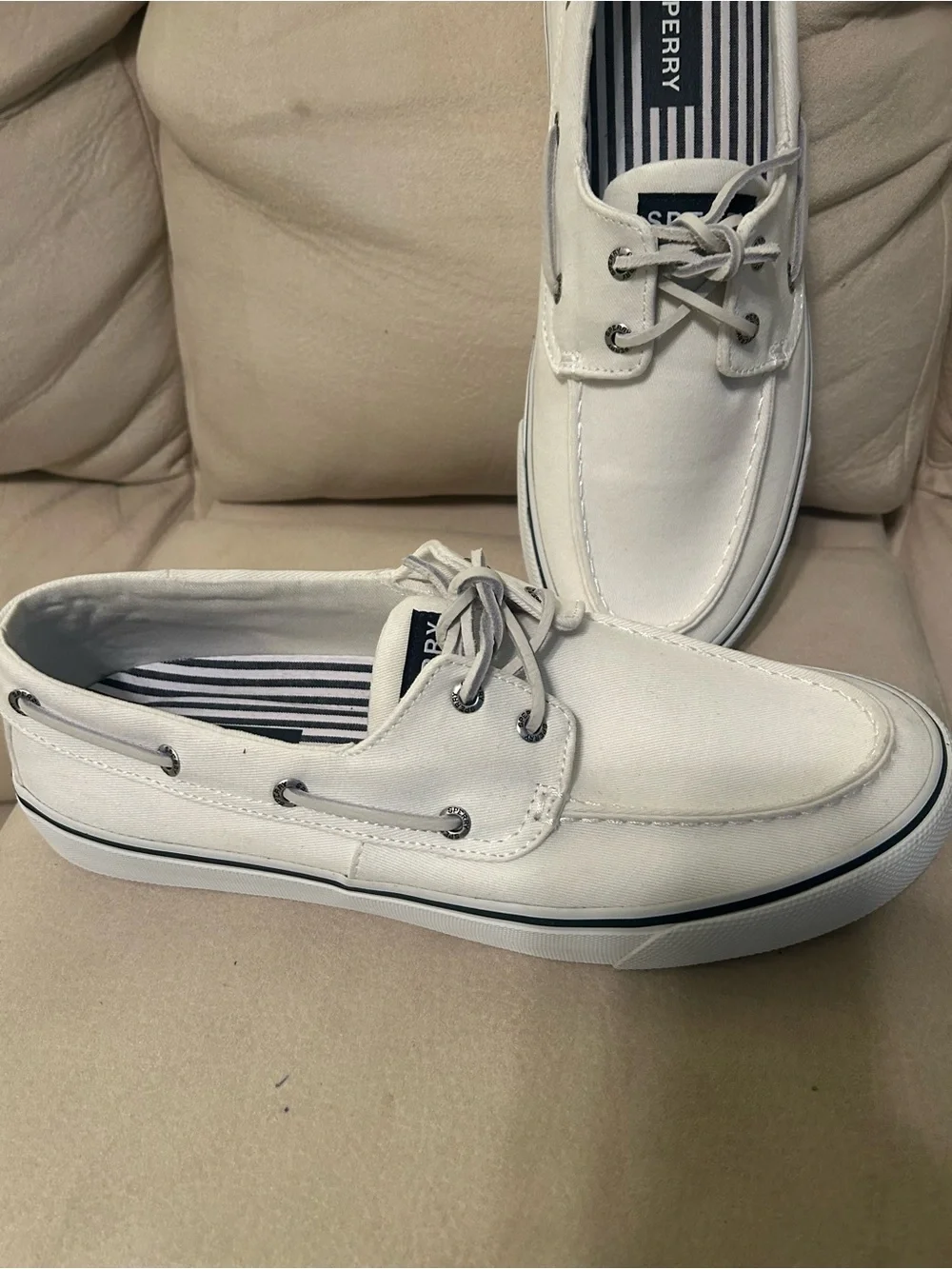 Sperry Men's Off-White Canvas Boat Shoes